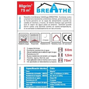 Membrana Hidrófuga 80 g/m² 75 m² – imagen 3