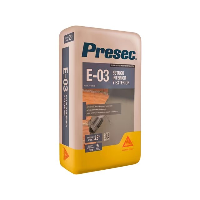 Mortero Estuco Interior/Exterior 25 kg Presec E-03