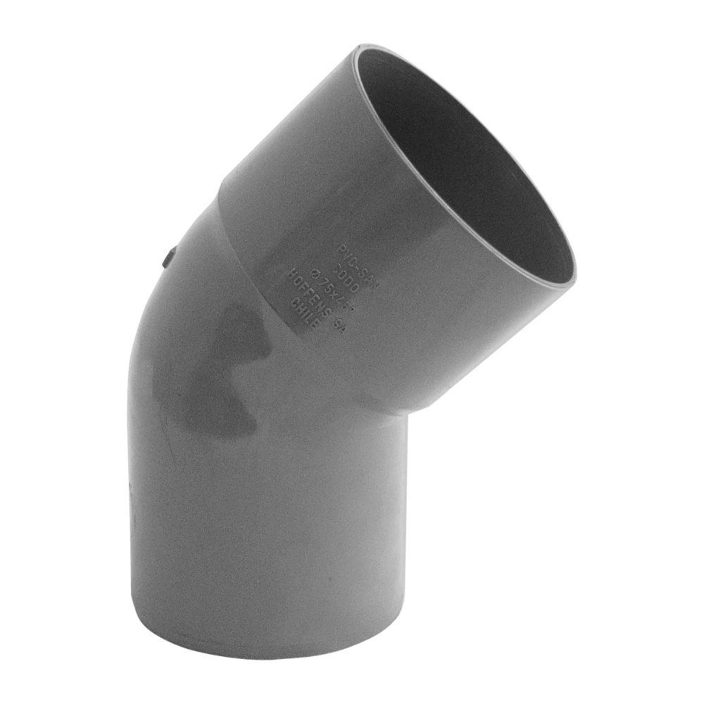 Codo 45° PVC Sanitario Gris 75 mm para Cementar