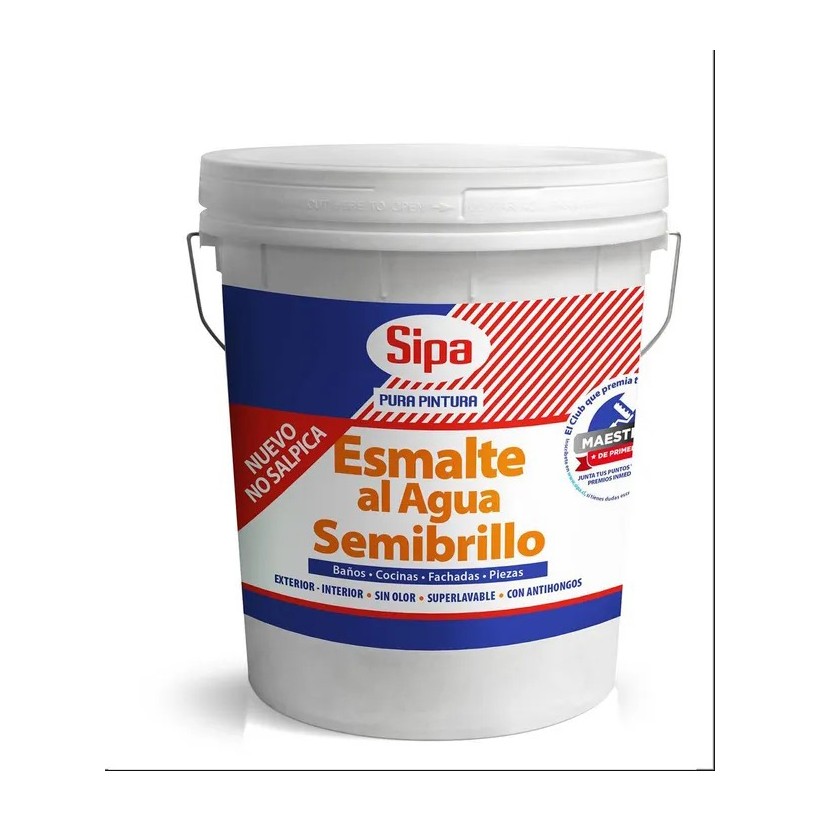 Esmalte al Agua Semibrillo Blanco 4 galones Sipa